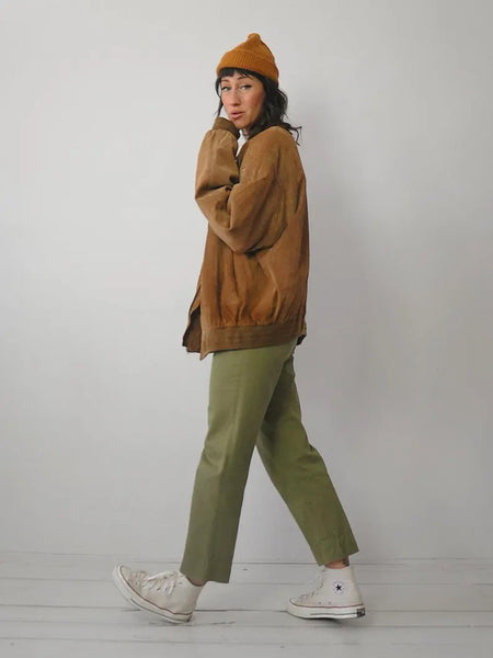 90's Oversized Suede Bomber