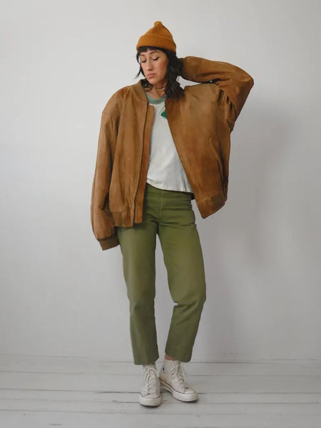 90's Oversized Suede Bomber