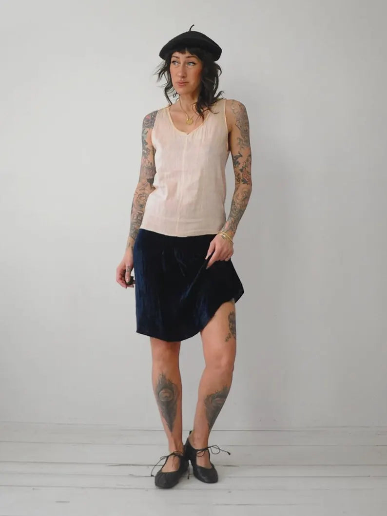 1920's Velvet Skirt Slip Dress