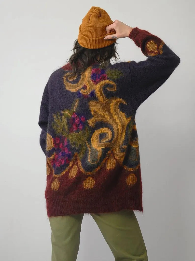 1980's Mohair Motif Cardigan