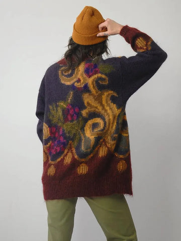 1980's Mohair Motif Cardigan