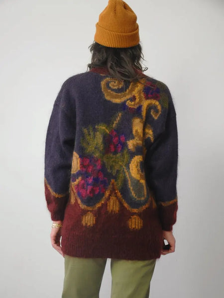 1980's Mohair Motif Cardigan