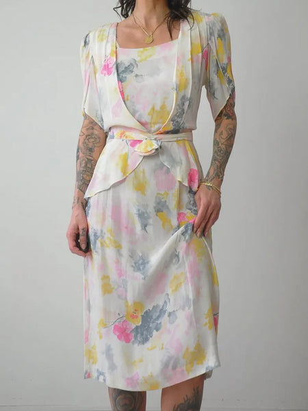 1970's does 1930's Watercolor Dress