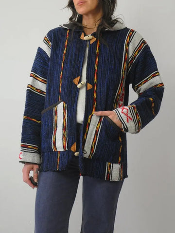 1970's Woven Blanket Beach Hoodie