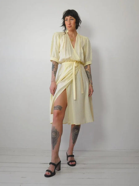 1970's Dotted Silk Wrap Dress