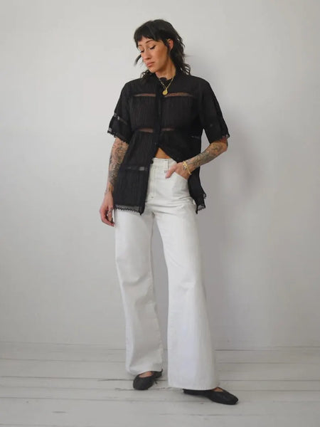 1970's Crochet Pintuck Blouse