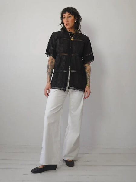 1970's Crochet Pintuck Blouse