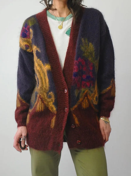 1980's Mohair Motif Cardigan