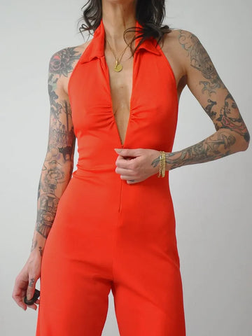 1970's Tomato Zipper Jumpsuit