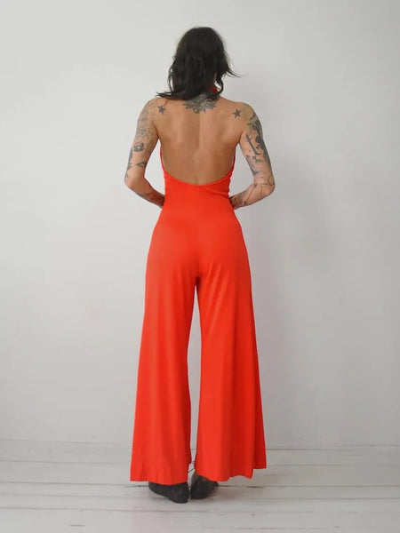 1970's Tomato Zipper Jumpsuit