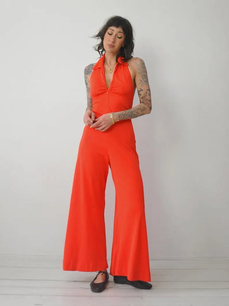 1970's Tomato Zipper Jumpsuit