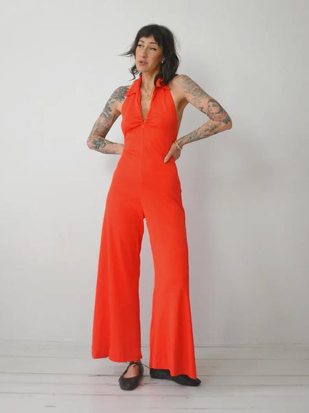 1970's Tomato Zipper Jumpsuit