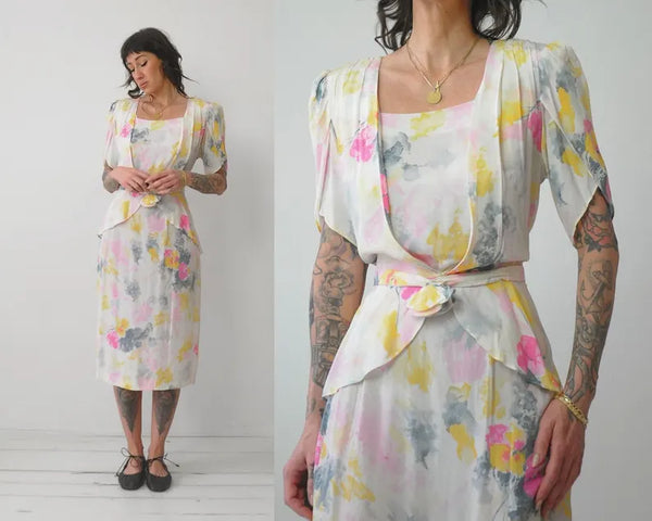 1970's does 1930's Watercolor Dress