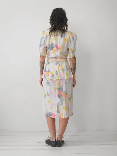 1970's does 1930's Watercolor Dress