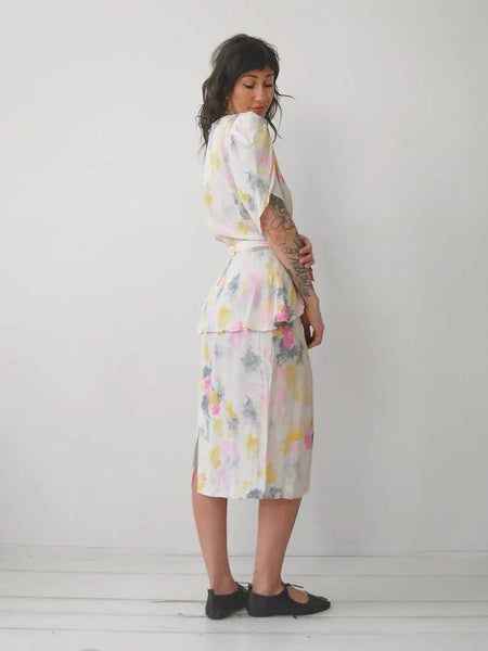 1970's does 1930's Watercolor Dress