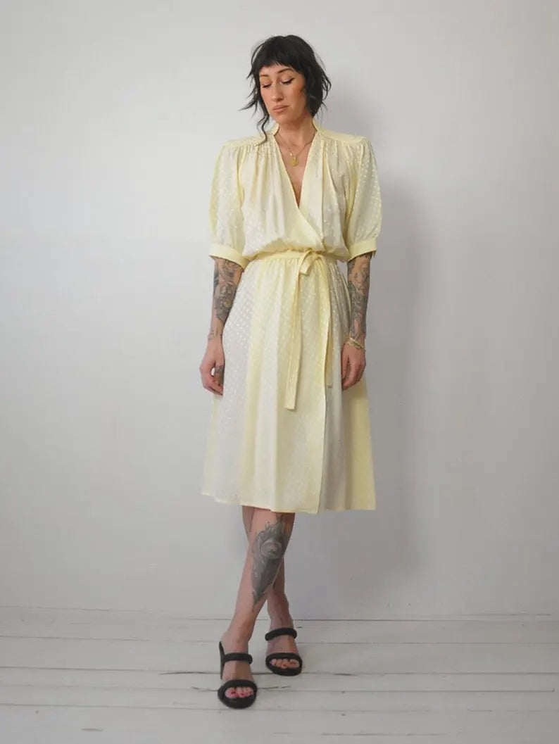 1970's Dotted Silk Wrap Dress