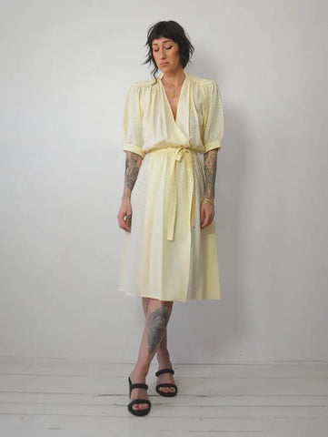 1970's Dotted Silk Wrap Dress