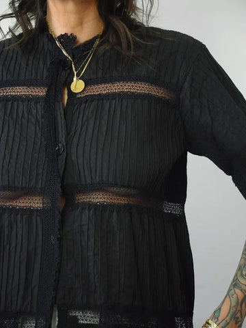 1970's Crochet Pintuck Blouse