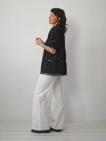 1970's Crochet Pintuck Blouse