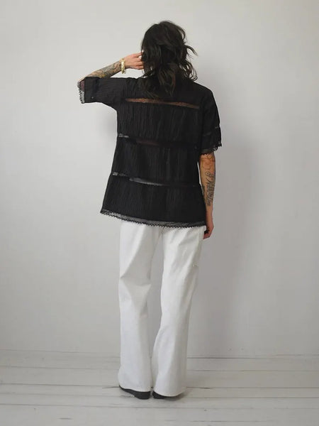 1970's Crochet Pintuck Blouse