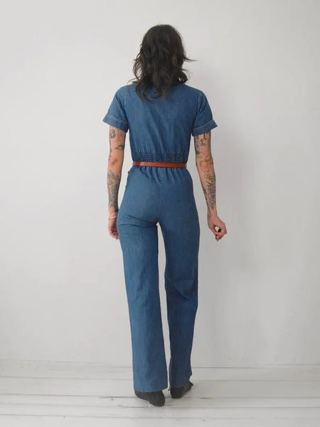 1970's Denim Zipper Jumpsuit