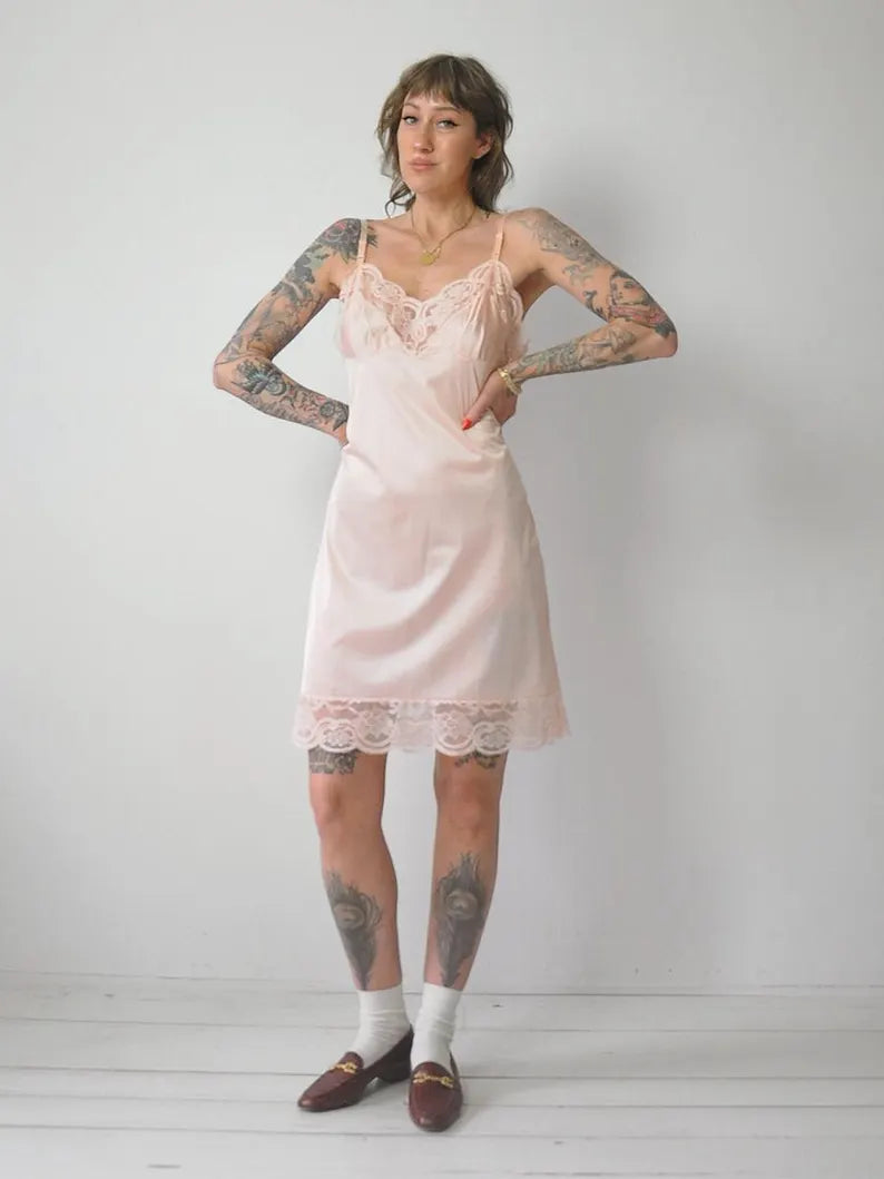 1970's Peach Lace Slip