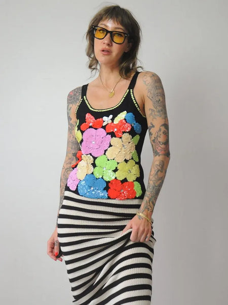1980s Sequined Flower Tank