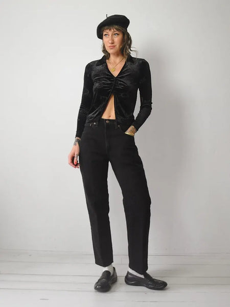 y2k Velvet Butterfly Crop Top