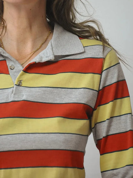 1980's Gant Striped Polo Shirt