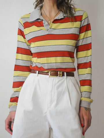 1980's Gant Striped Polo Shirt
