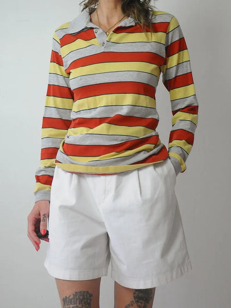 1980's Gant Striped Polo Shirt