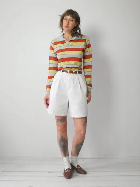 1980's Gant Striped Polo Shirt