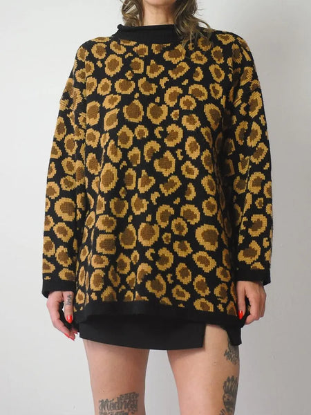 Roll Neck Leopard Sweater