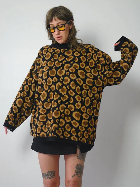Roll Neck Leopard Sweater