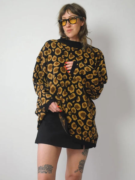 Roll Neck Leopard Sweater