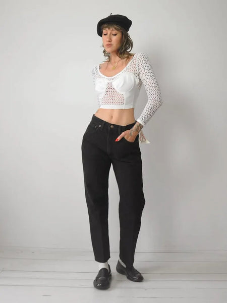1980's Crochet Fishnet Bra Top