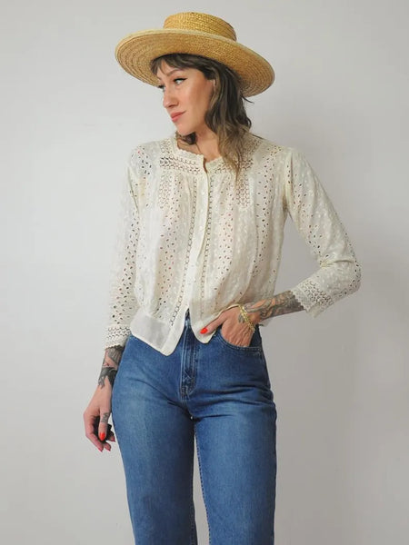 Edwardian Eyelet Crochet Blouse