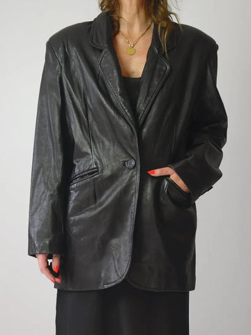1990's Soft Black Leather Blazer