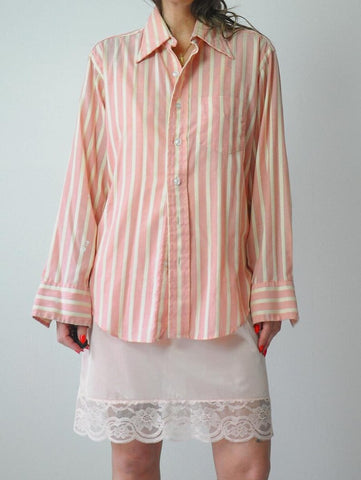 1970's Unisex Pink Stripe Shirt