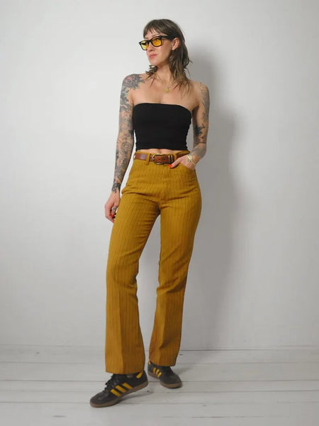 1970's Gold Striped Flared Pants