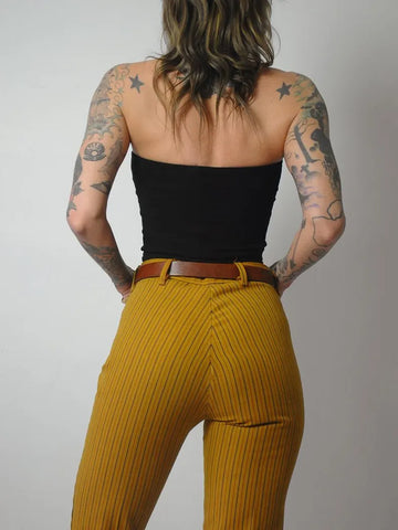 1970's Gold Striped Flared Pants