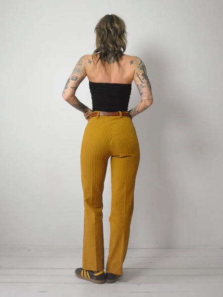 1970's Gold Striped Flared Pants