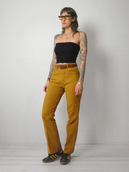 1970's Gold Striped Flared Pants
