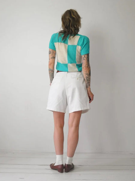 1980's Teal Checkered Sweater