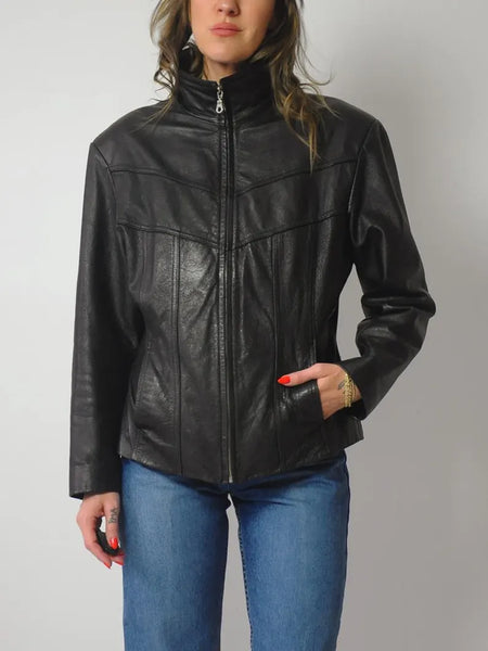 1990's Leather Cafe Racer Bomber