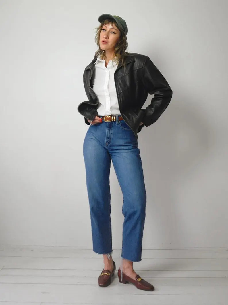 1990's Leather Cafe Racer Bomber