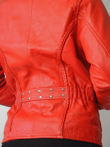 1980's Red Leather Motorcycle Jacket