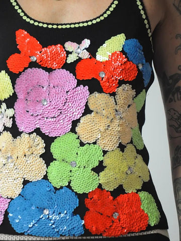 1980s Sequined Flower Tank