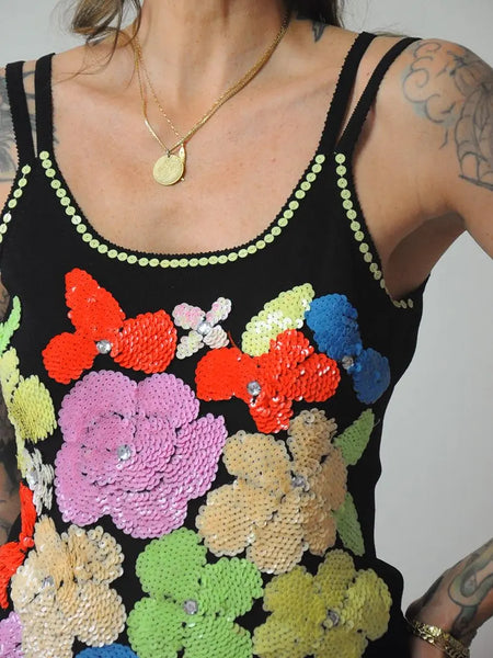 1980s Sequined Flower Tank