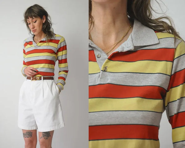 1980's Gant Striped Polo Shirt